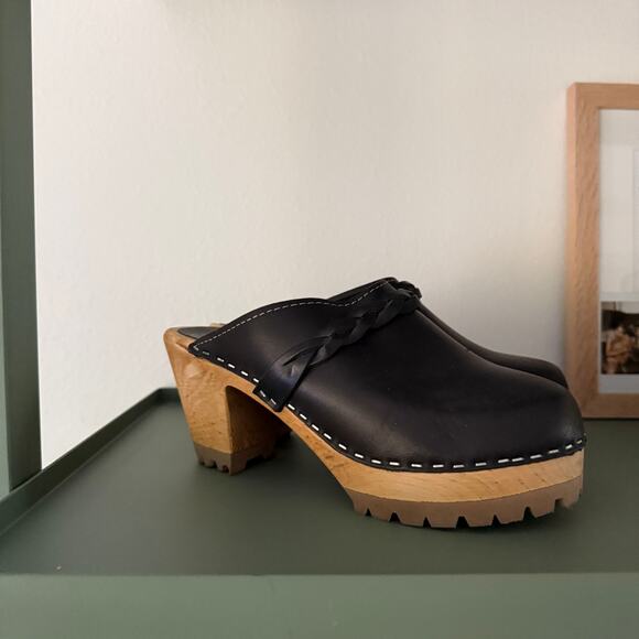 MIA Leather Elsa Heeled Clog Mule Sz 37 - Picture 1 of 6